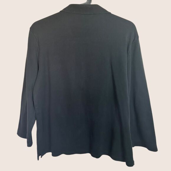 🖤 XL RALPH LAUREN SPORT 100% COTTON BLACK POLO RED LOGO EMBLEM 3/4 SLEEVES VTG - Picture 7 of 8